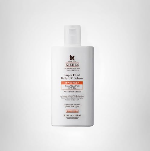 Kiehl's Super Fluid UV Defense Daily Facial Sunscreen SPF 50+, Lightweight Matte Finish, Protects Against UVA/UVB Rays & Pollution, Vitamin E & Baicalin, Non-comedogenic, Paraben-free - 1.7 fl oz