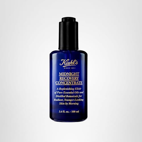 Kiehl's Midnight Recovery Concentrate Moisturizing Face Oil, Lightweight Facial Serum, Restores Skin Radiance Overnight, Reduces Fine Lines, Refines Skin Texture, 99.4% Naturally Derived - 3.4 fl oz