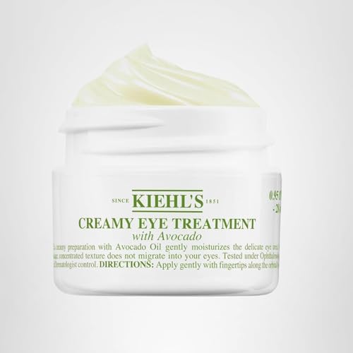 Kiehl's Avocado Eye Treatment, Under Eye Cream for Puffiness and Dark Circles, with Caffeine to Correct Bags, 99% Naturally Derived Non-Toxic Formula