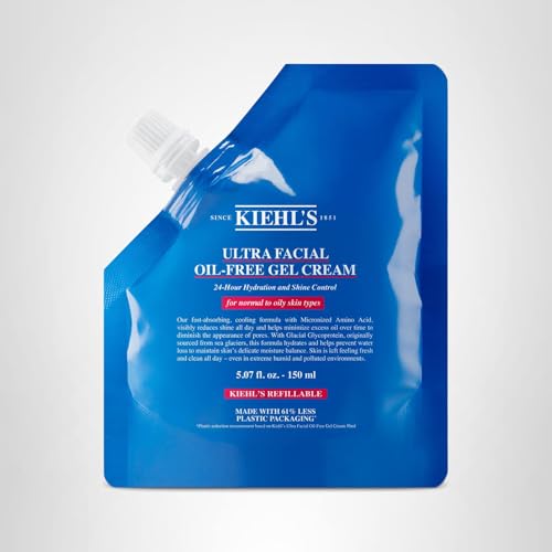 Kiehl's Ultra Facial Oil-Free Moisturizer, Shine-Reducing Gel Cream for Oily to Normal Skin, Hydrates Skin for 24 Hours, Visibly Minimizes Pores, Non-comedogenic, Fragrance-free - 0.95 fl oz