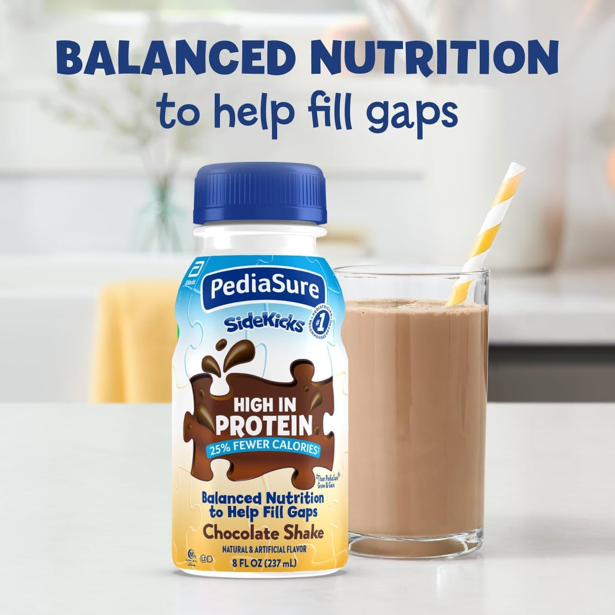 PediaSure SideKicks Kids Protein Shakes, 10g Protein, Chocolate, 24 Pack