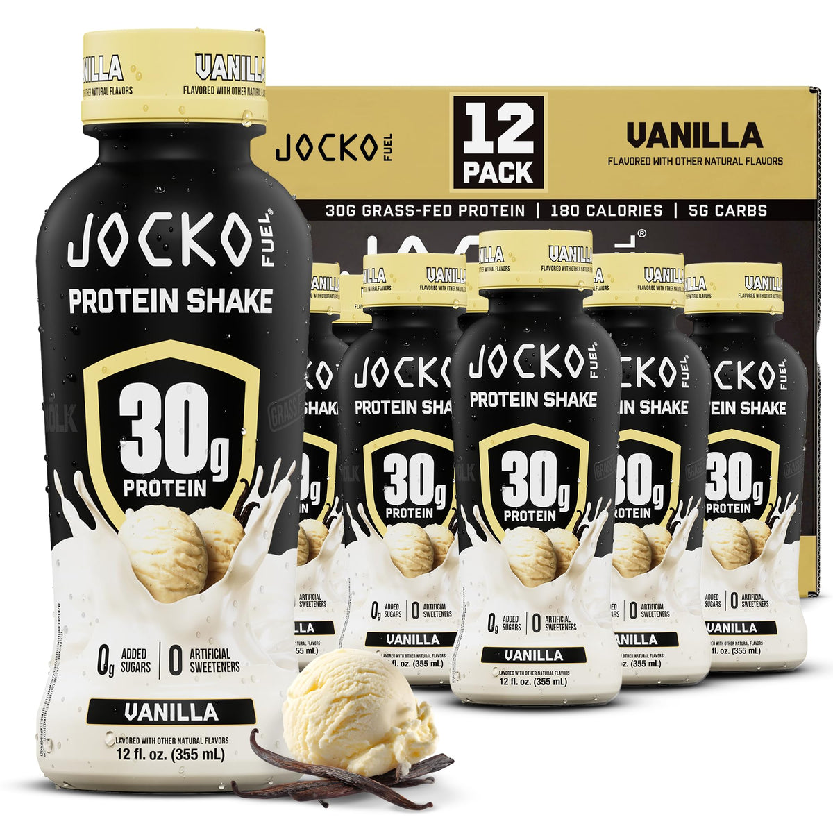 Jocko Fuel High Protein Shakes, Chocolate, 12 fl oz | 12 Pack